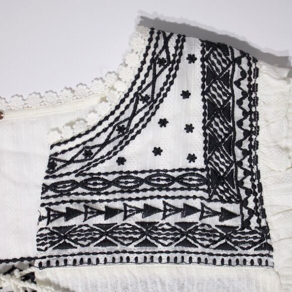 NWT $68 Free People Sarafina Embroidered Tassel Top Ruffle Boho Western Women L - Picture 7 of 14